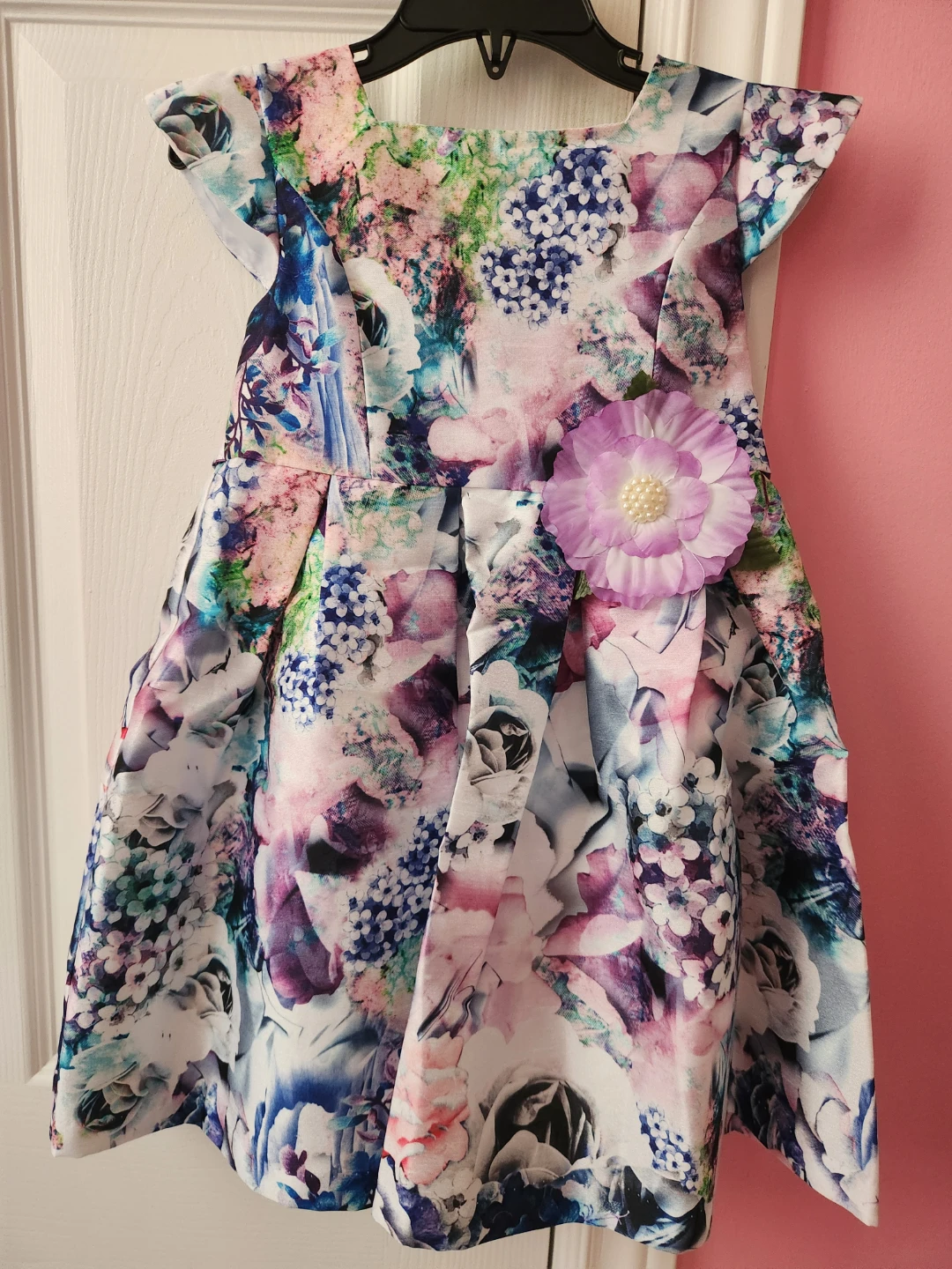 Girls Floral Print Dress with Bow