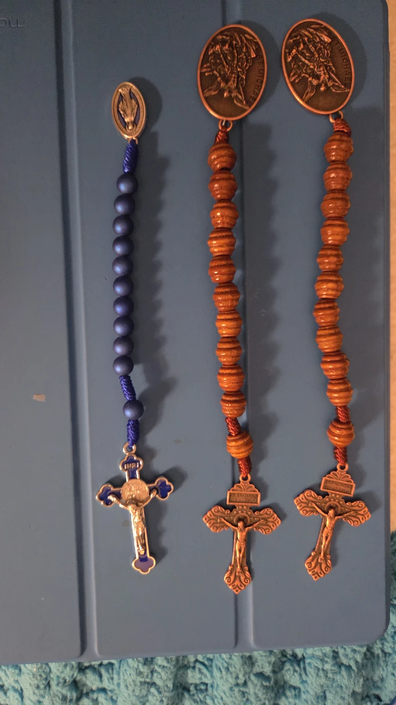 3 Catholic Rosaries with Crucifixes and Medals