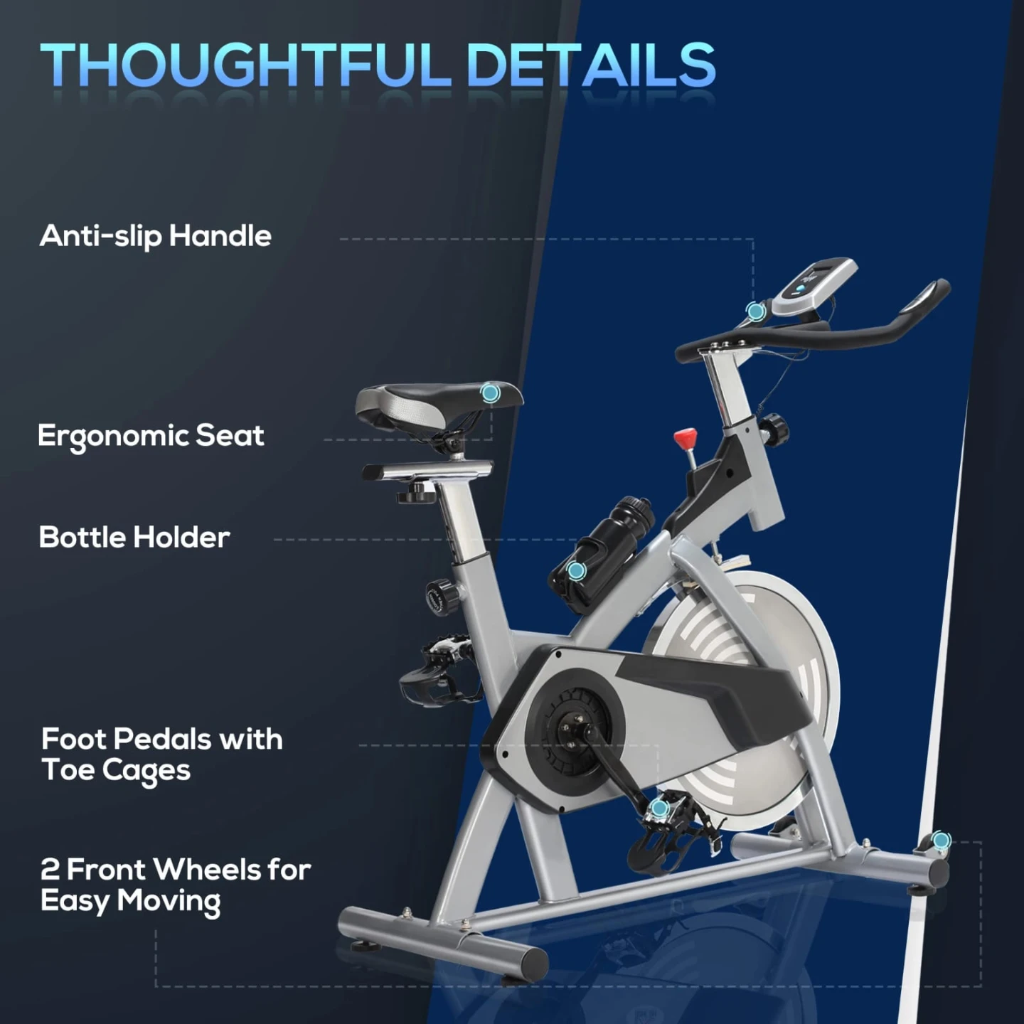 Exercise Bike, Home Gym Cycling Fitness Machine, Sliver - photo 2