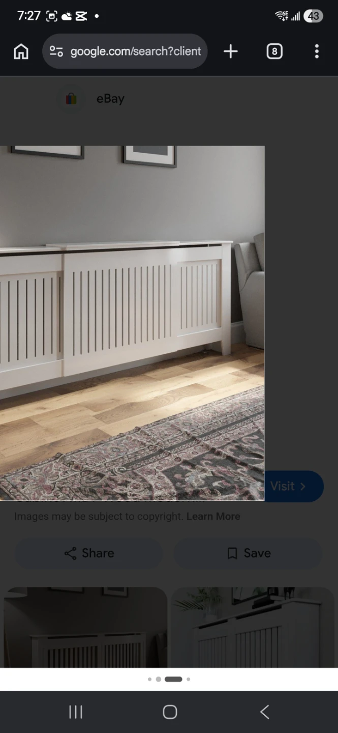 WHITE WOODEN RADIATOR HEATER COVER /SHELVE WITH GRILL DESIGN - photo 5
