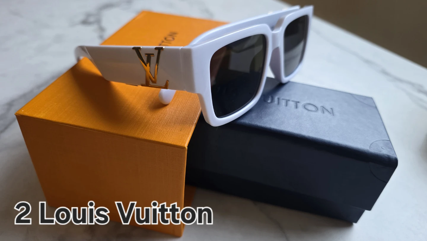 Louis Vuitton White Sunglasses with Gold Accents