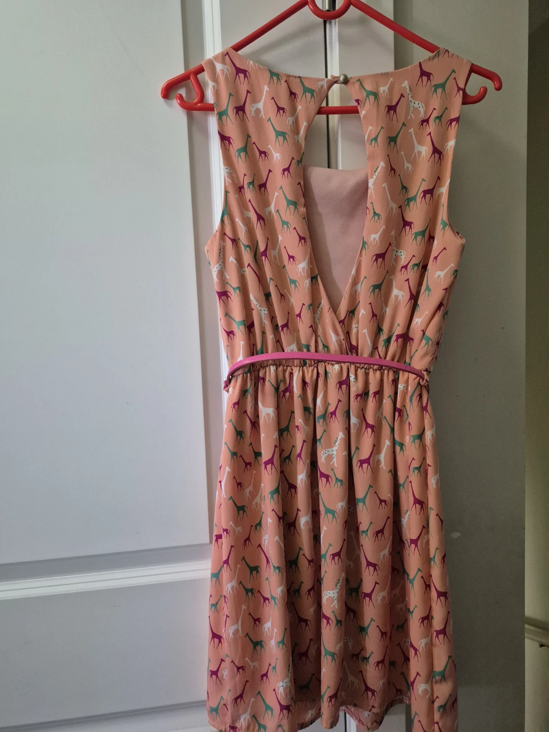 Women Pink Owl Apparel Giraffe Print Dress with Belt Size Small - photo 4