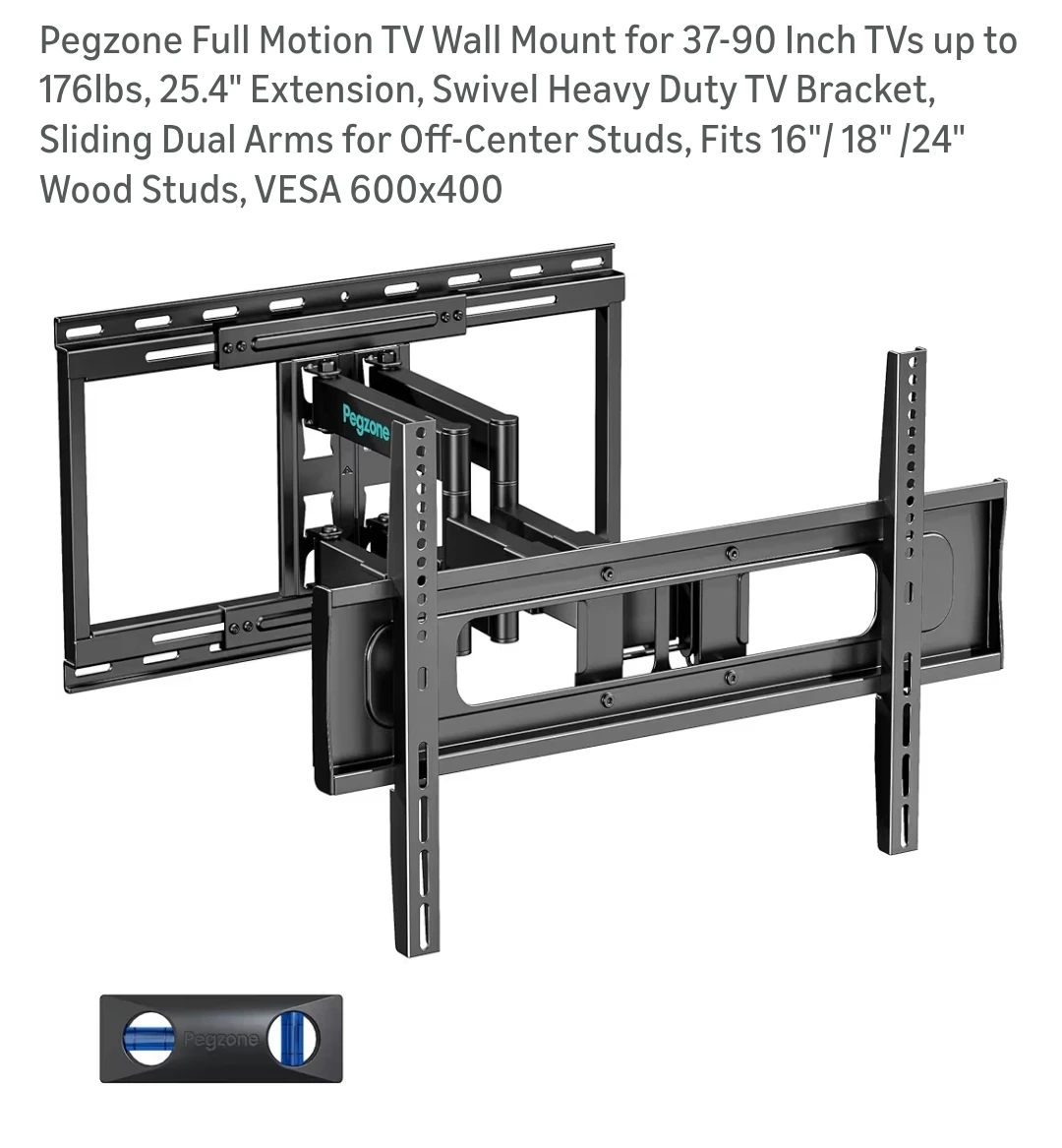 Pegzone Full Motion TV Wall Mount for 37-90 Inch TVs