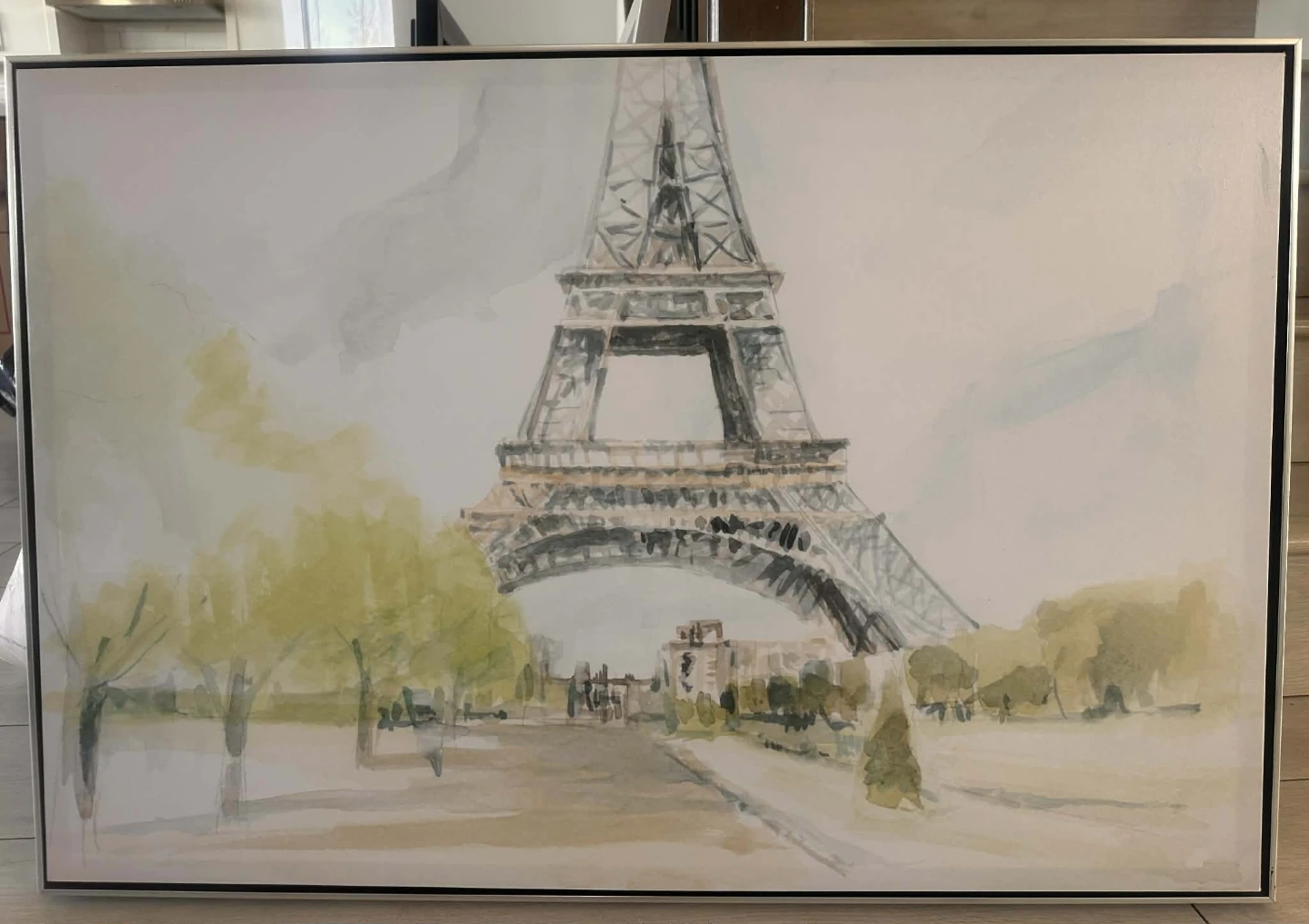 Framed Eiffel Tower Watercolour Art