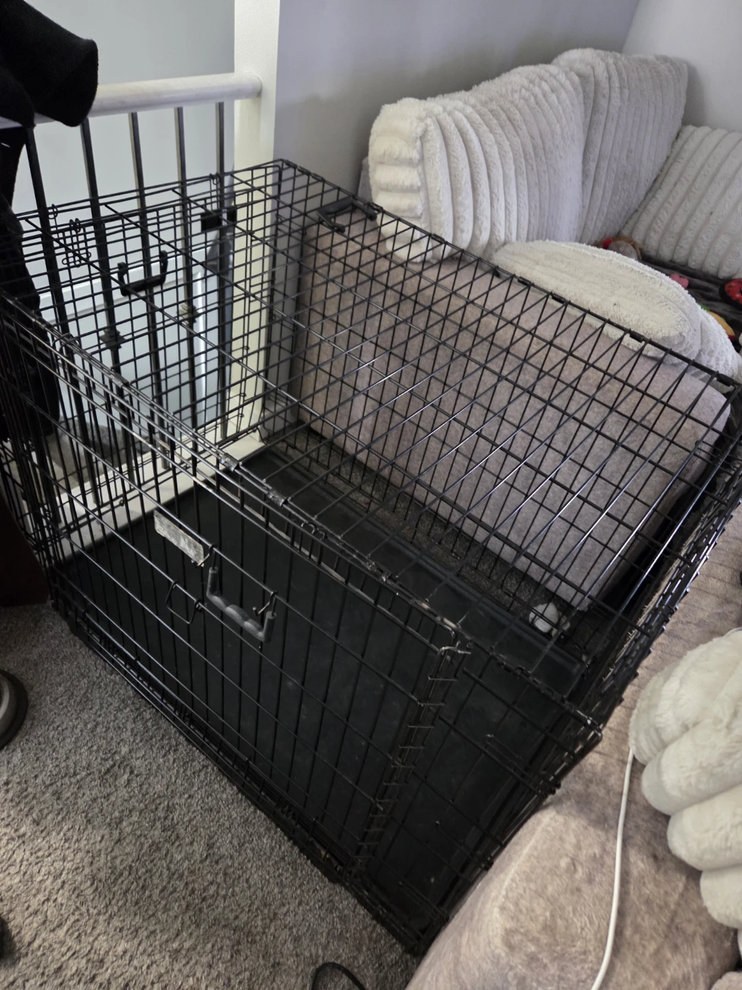 Black Metal Dog Crate with Tray