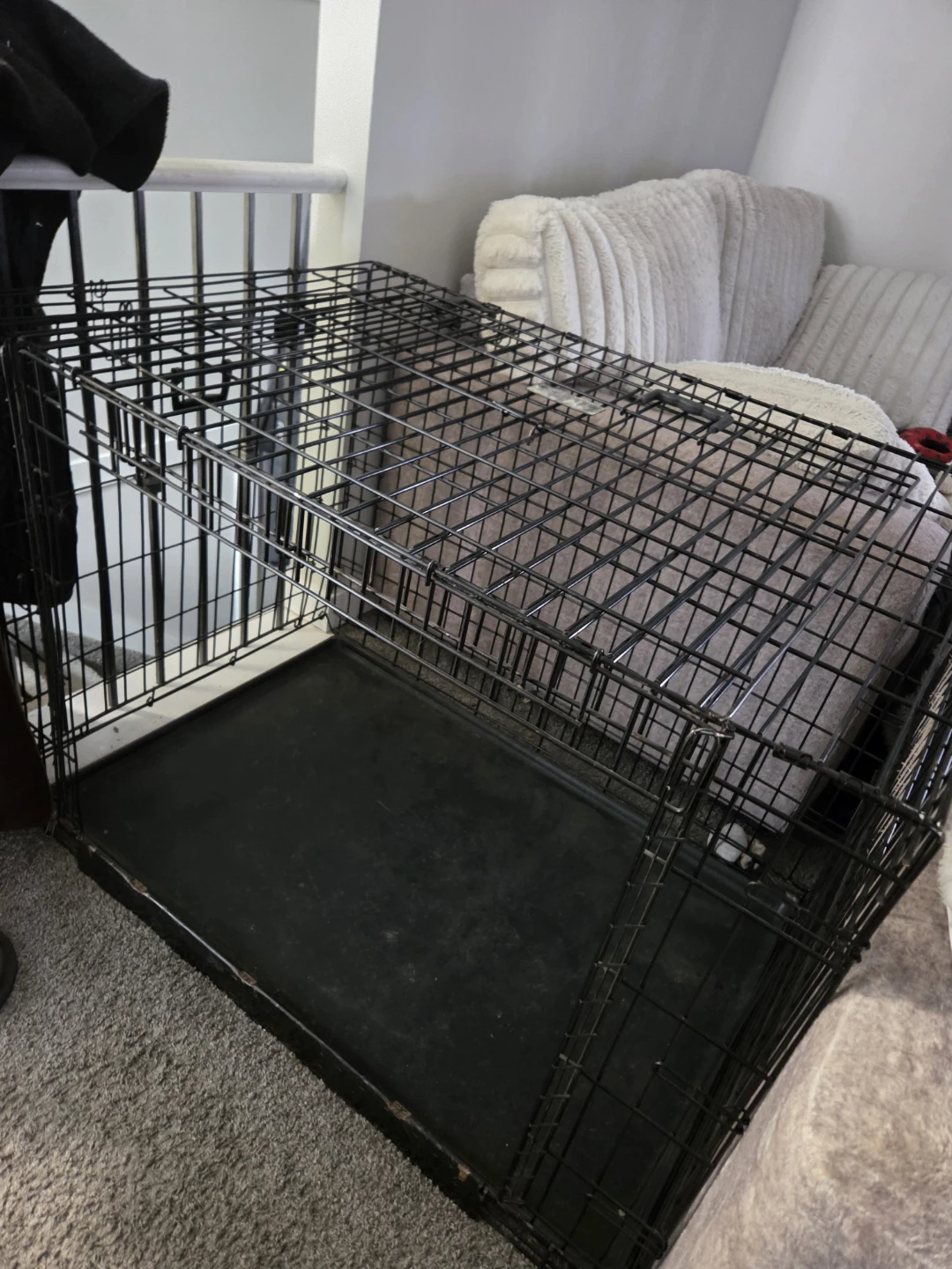 Black Metal Dog Crate with Tray - photo 2