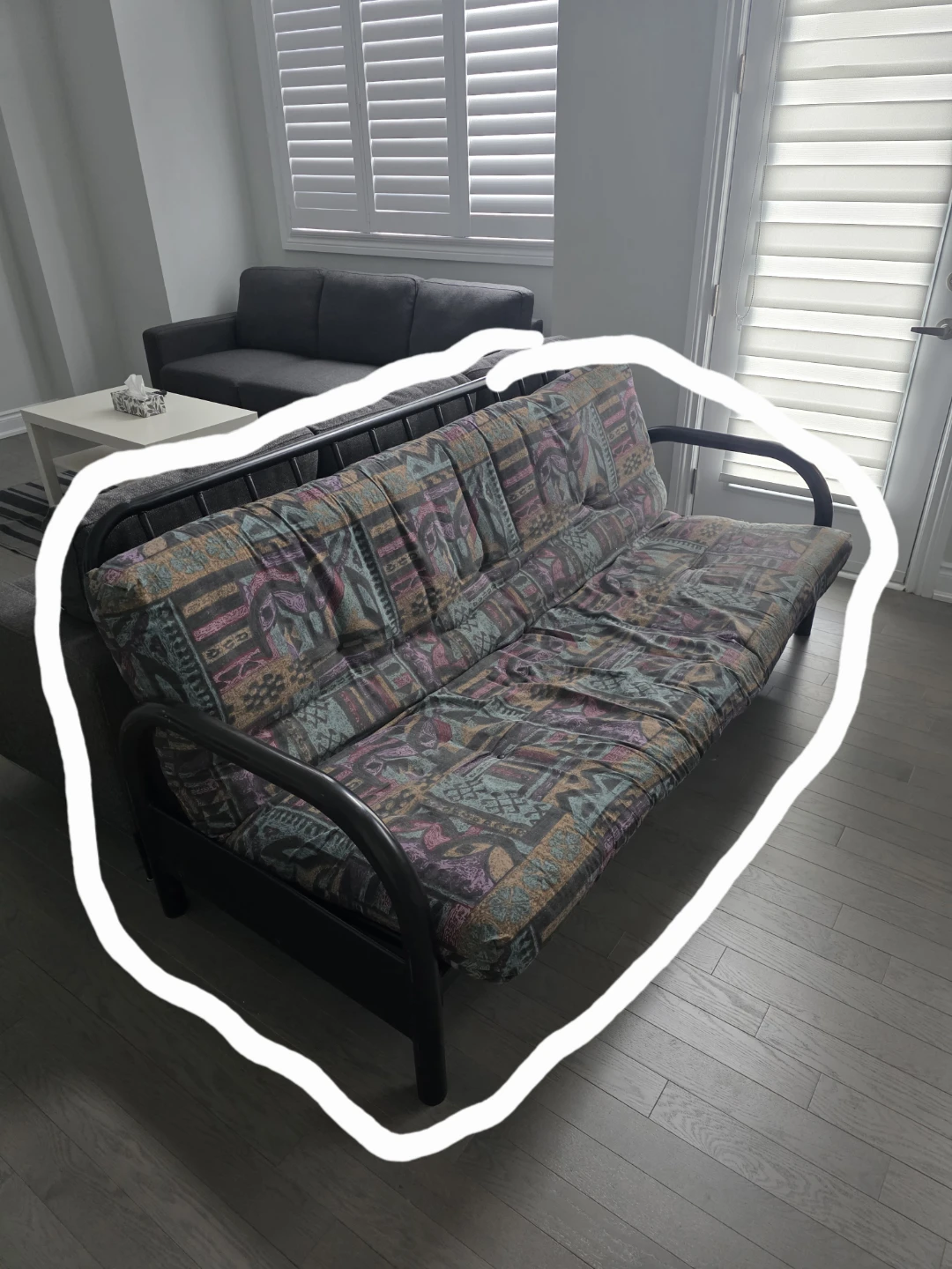 Futon Sofa with Patterned Cushions