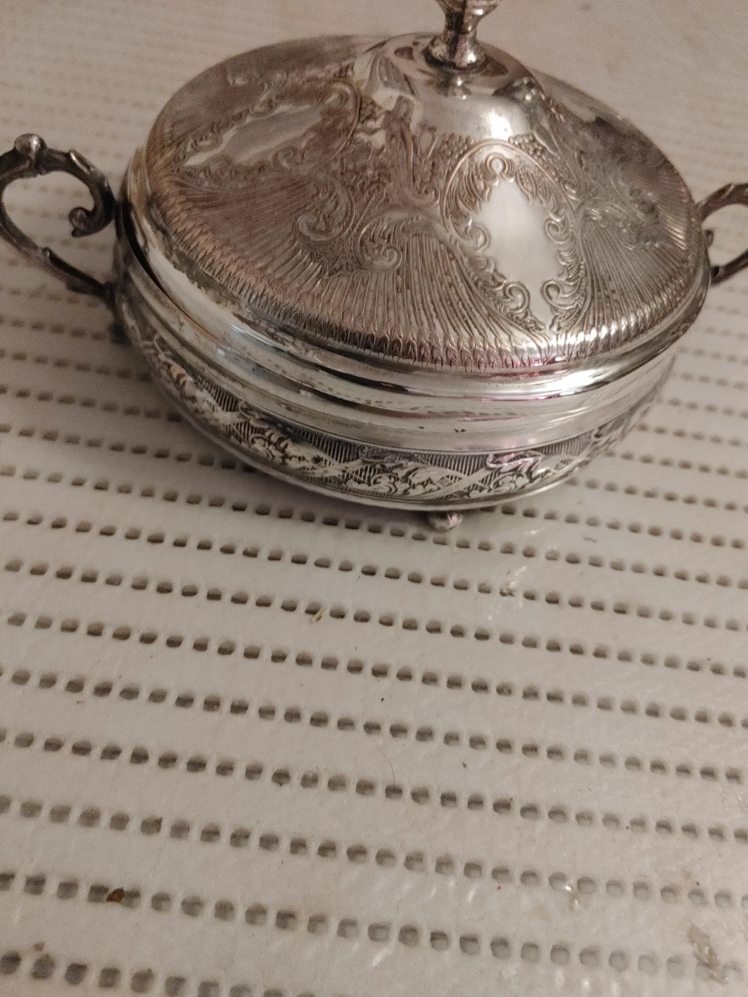 Vintage Silver Plated Covered Dish with Glass Insert