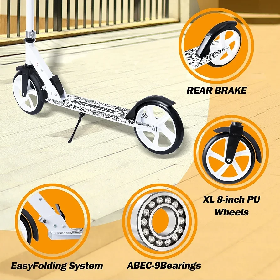 Welmotive White Folding Scooter XL 8-inch Wheels ABEC-9 Bearings - photo 4