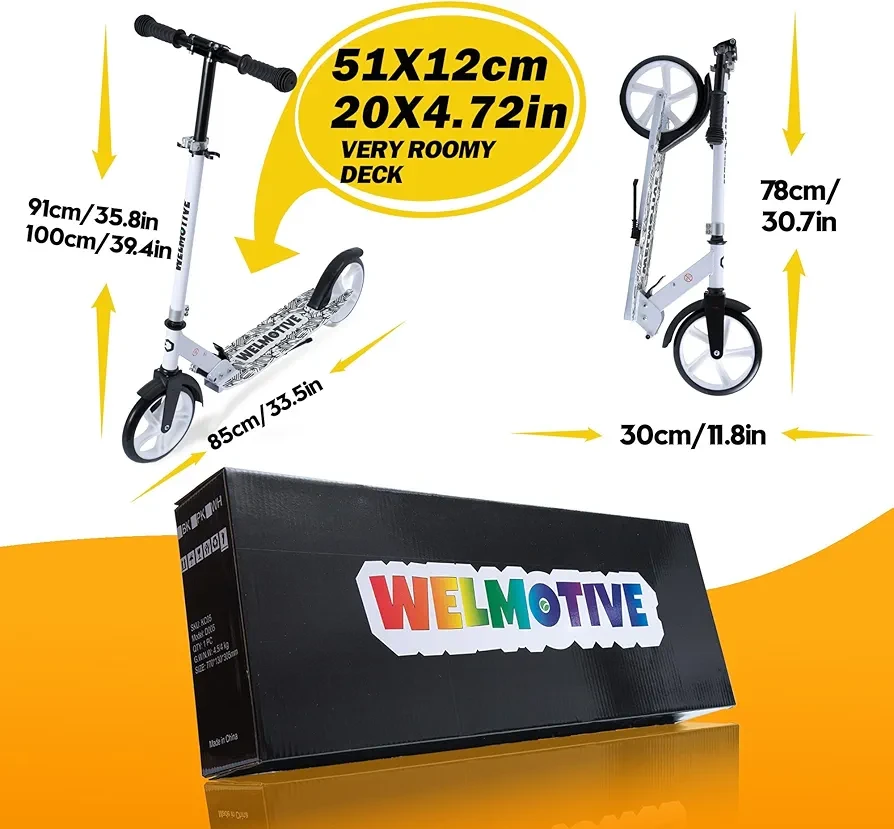 Welmotive White Folding Scooter XL 8-inch Wheels ABEC-9 Bearings - photo 5