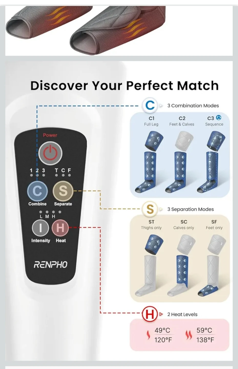 RENPHO Leg Massager with Heat - photo 4