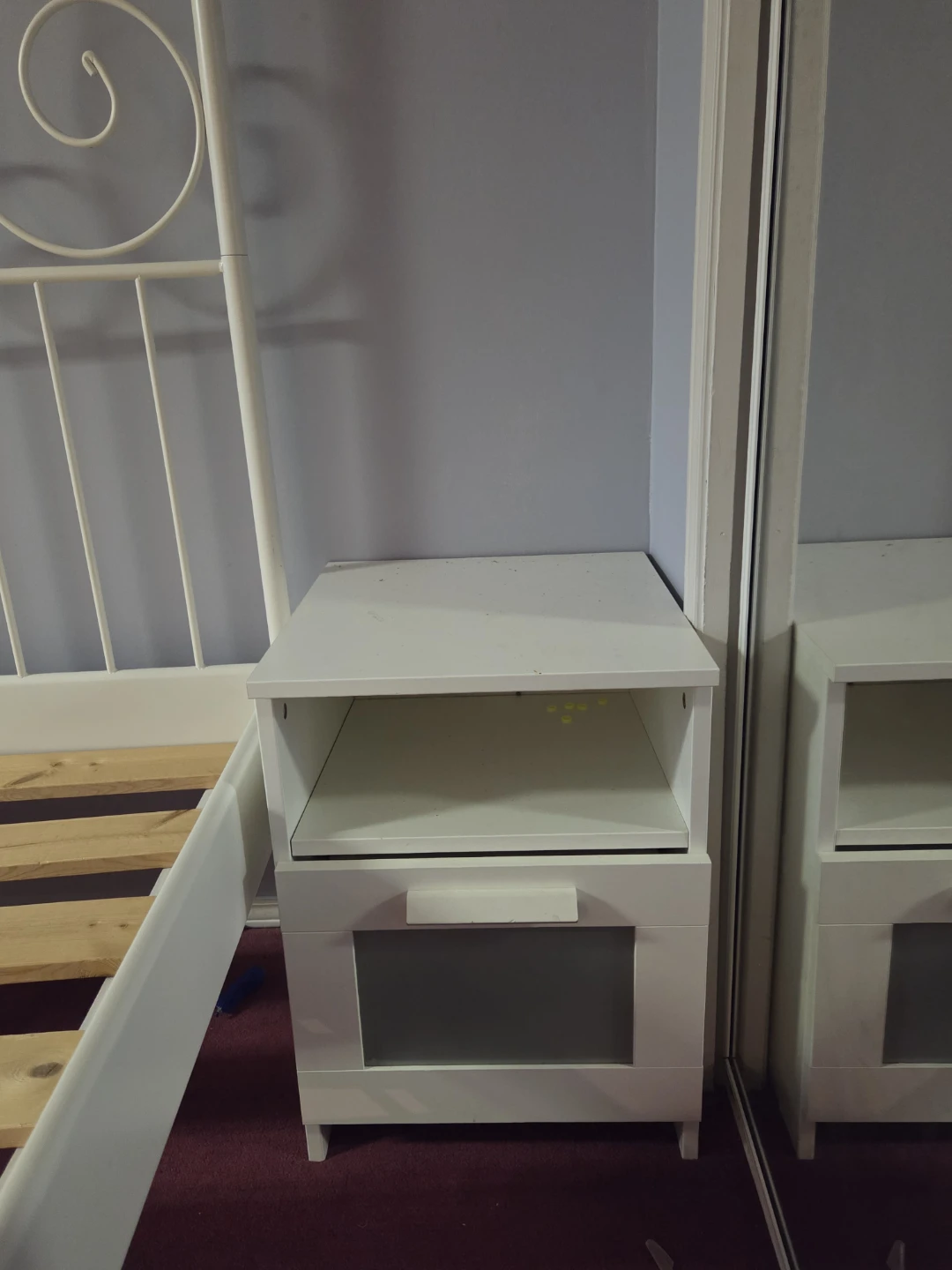 White Nightstand with Drawer and Shelf