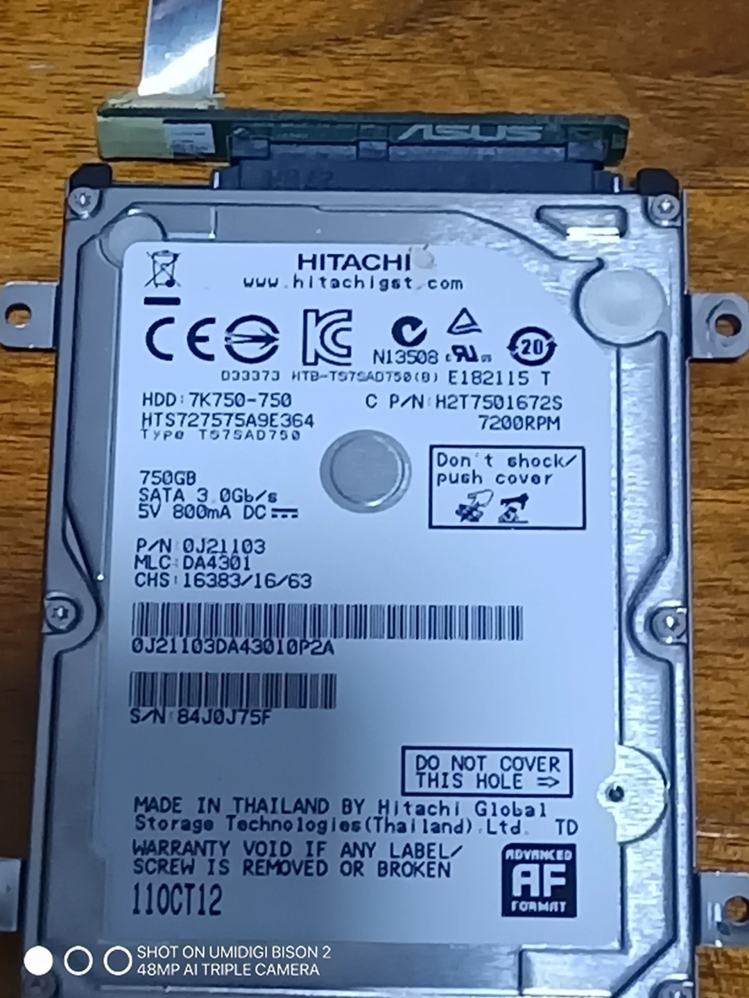 Hitachi 750GB 7200RPM SATA Hard Drive