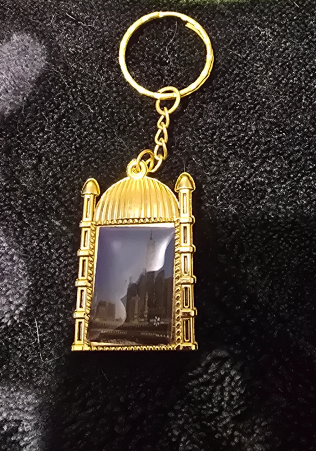Gold Tone Mosque Keychain with Blue Stone - photo 2