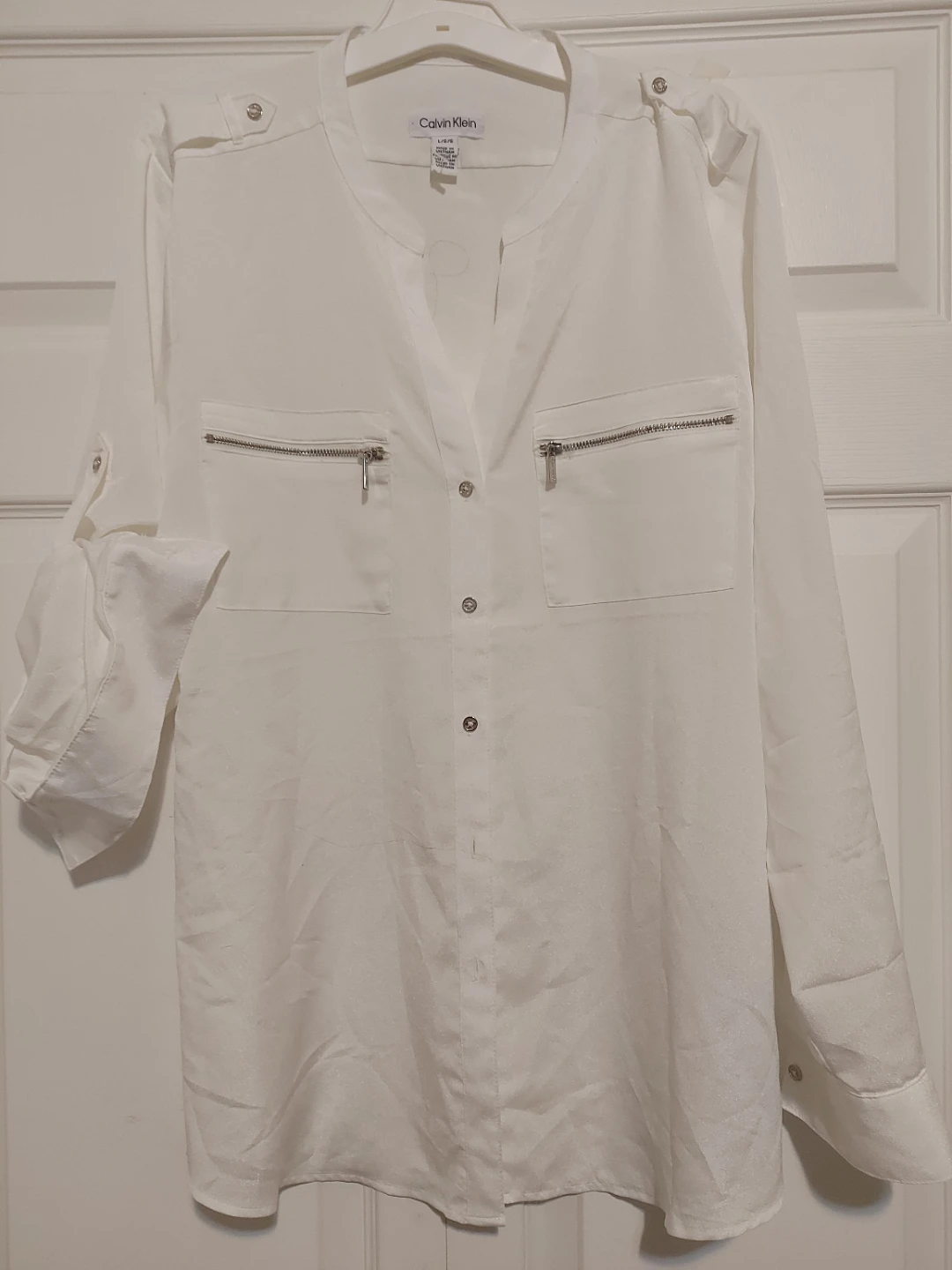 Calvin Klein Women's White Blouse Size L/G