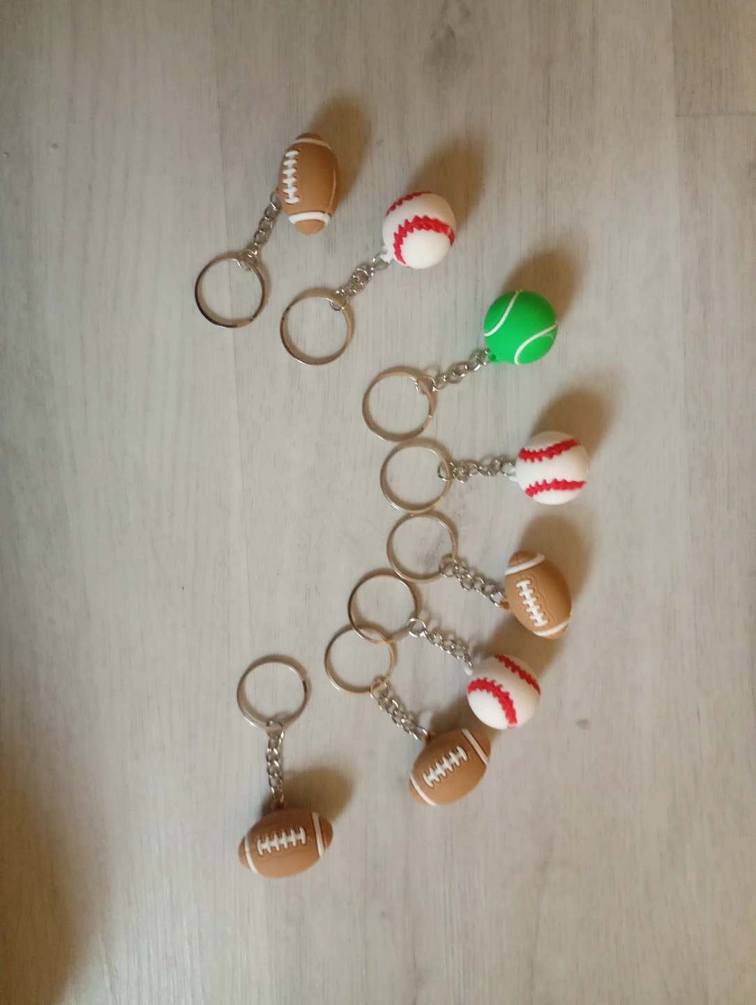 Sports Themed Keychains (Football, Baseball, Tennis)