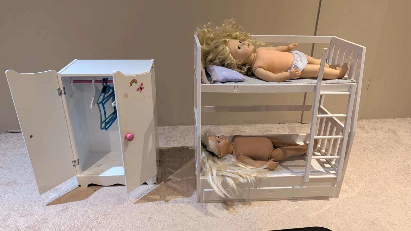 Doll Bunk Bed and Wardrobe Set