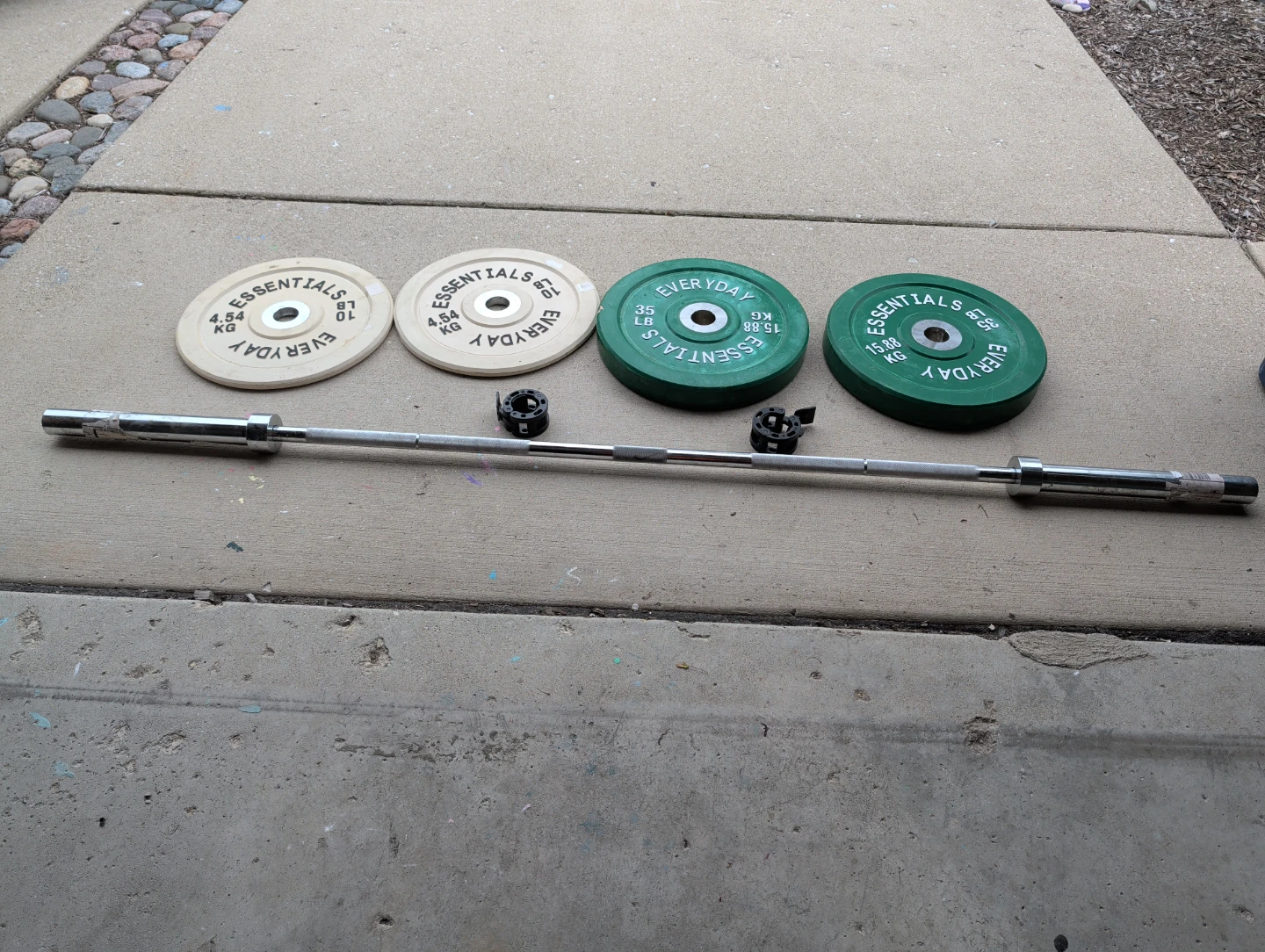 Everyday Essentials Weightlifting Barbell and Plates Set