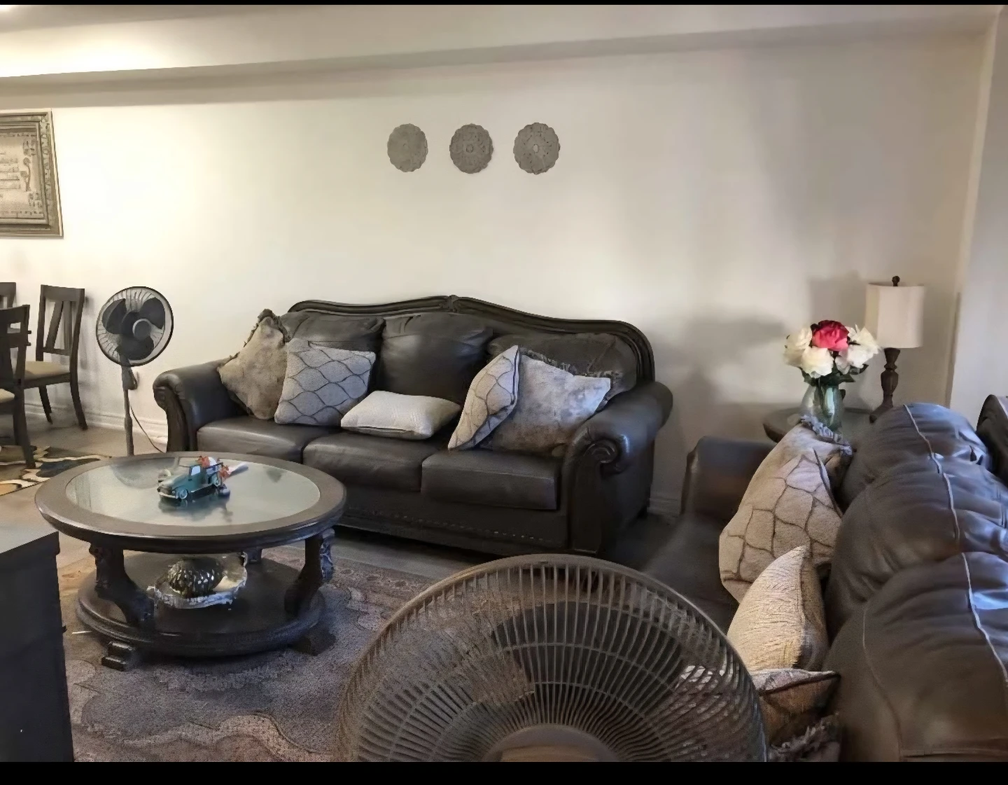 Dark Brown Leather Sofa Set - photo 4