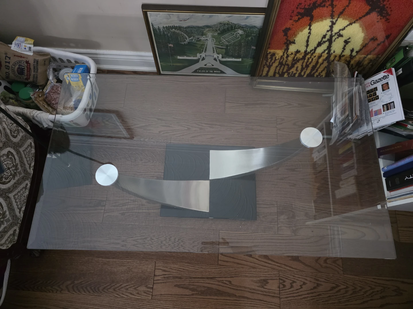 Modern Glass Coffee Table with Curved Metal Base! - photo 2