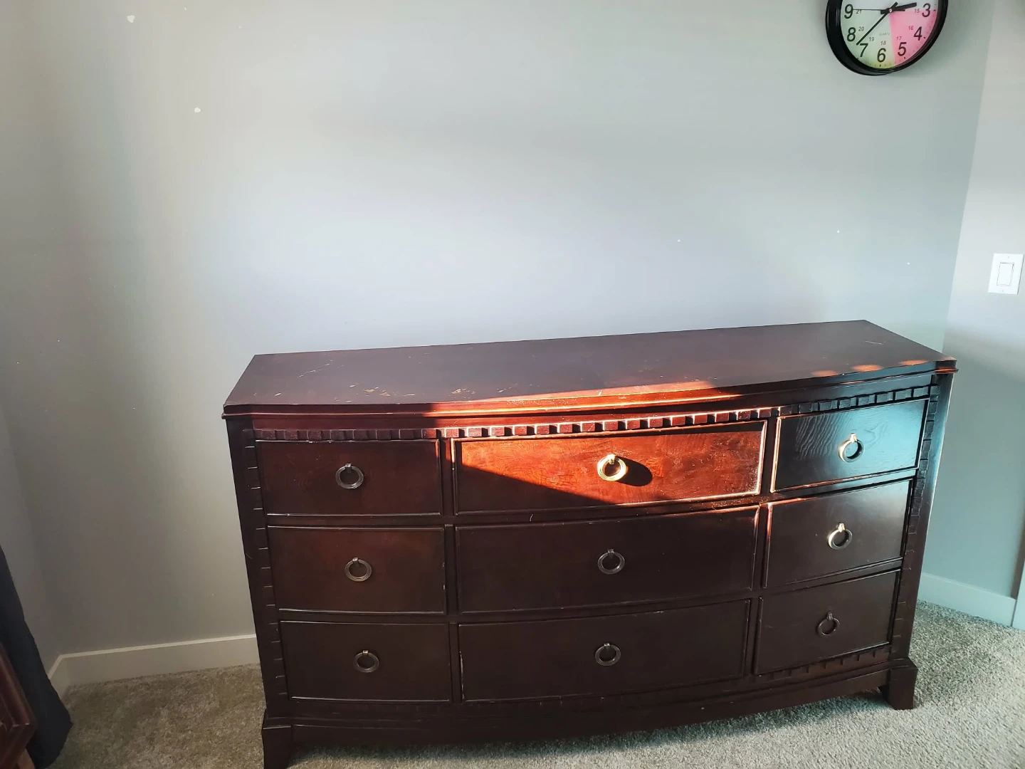 Dark Wood Four Poster Bed Frame and Dresser Set