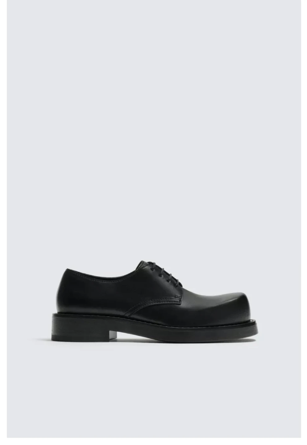 Zara Man Black Derby Dress Shoes - Square Toe Chunky Sole - photo 3