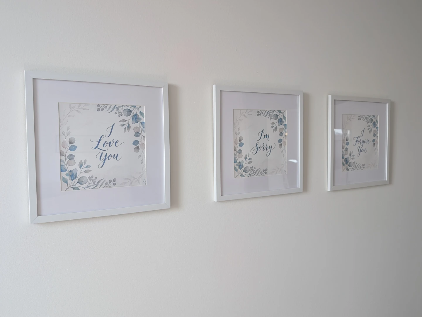 Set of 3 "I Love You", "I'm Sorry", "I Forgive You" Framed