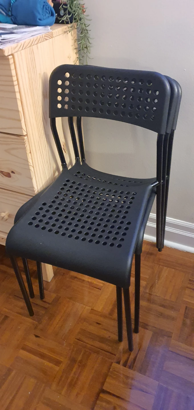 Stackable Black Plastic Chairs (Set of 4)