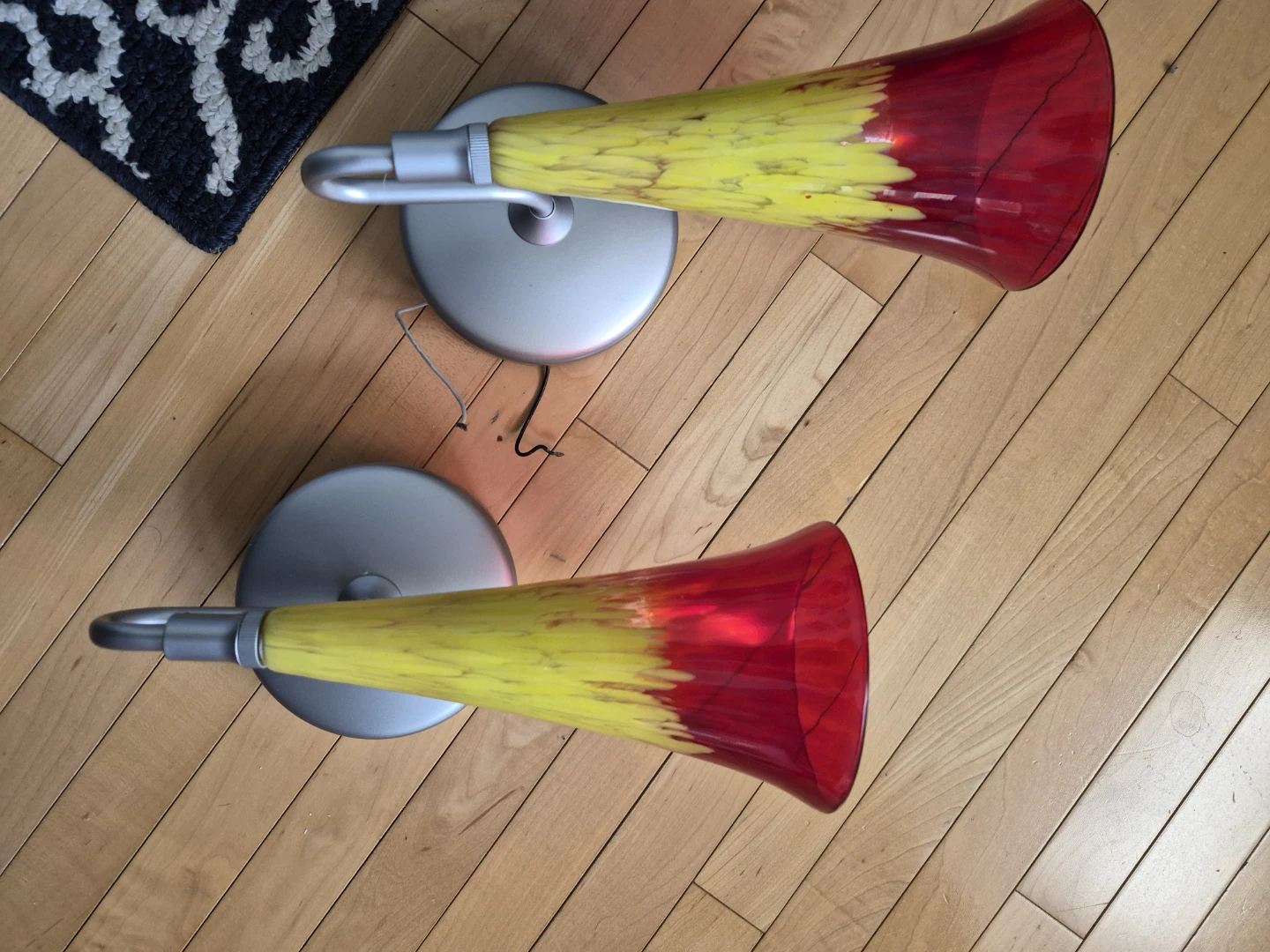 Red and Yellow Swirl Glass Wall Sconce Lamp
