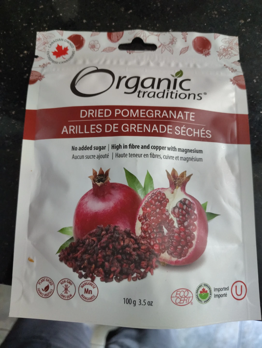Organic Traditions Dried Pomegranate Seeds 3.5 oz