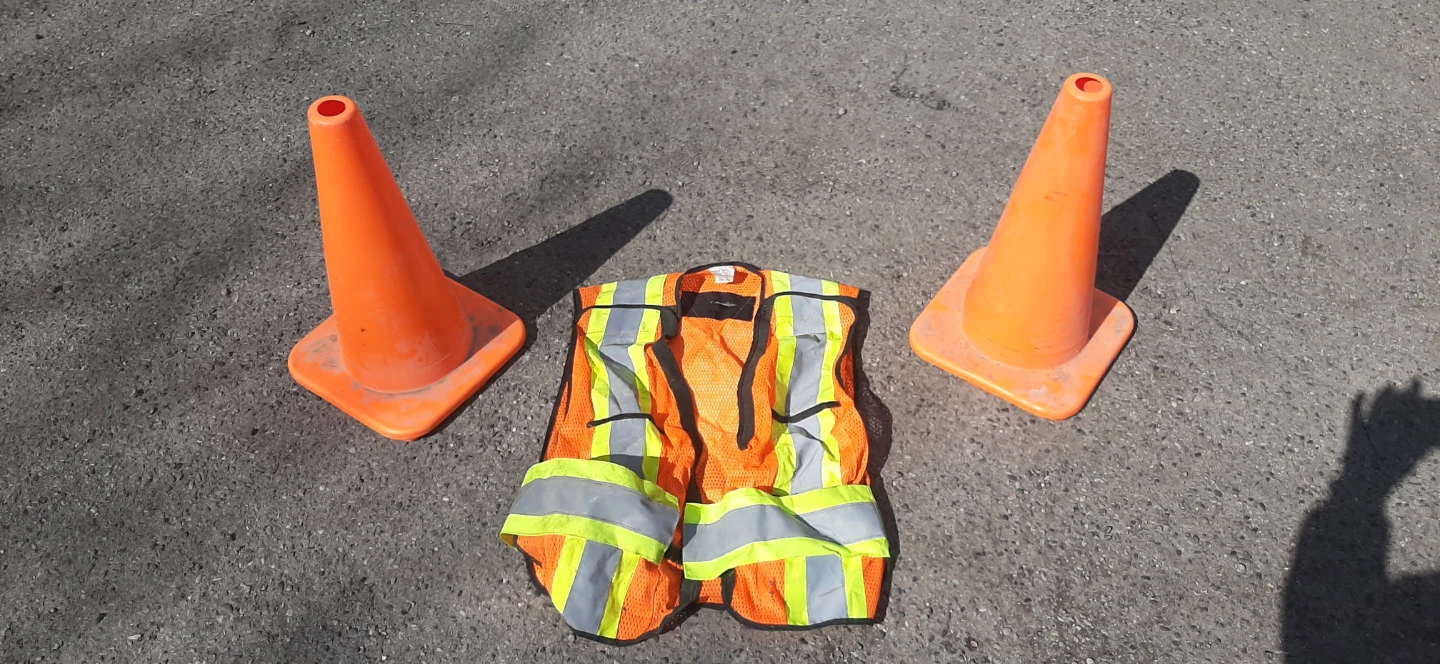 Roadside Safety Vest and Traffic Cones