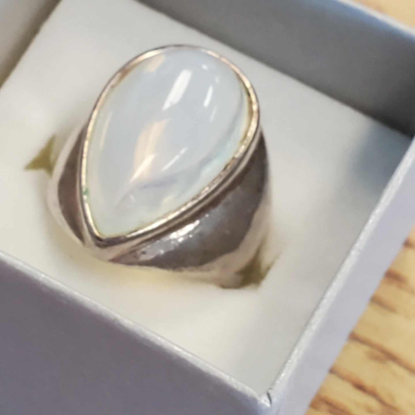 Silver Ring with Pearlescent Stone - photo 2