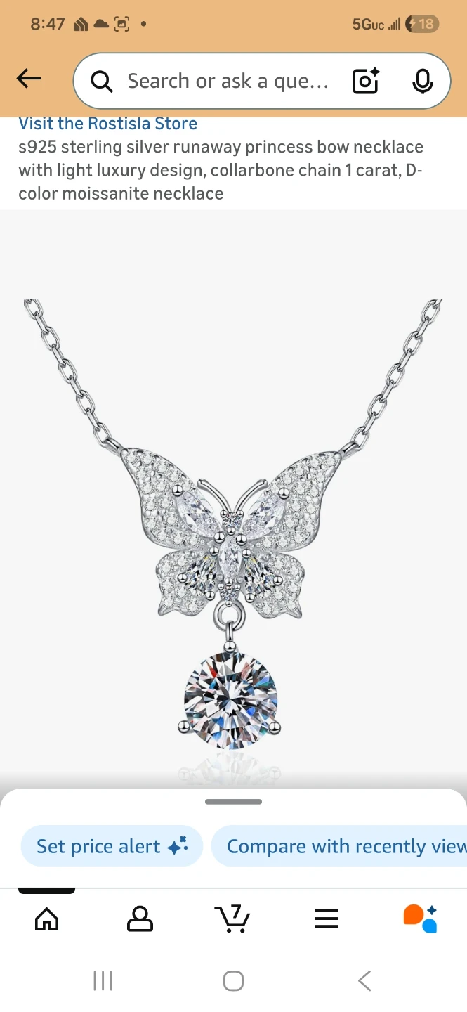 S925 Sterling Silver Butterfly Moissanite Necklace