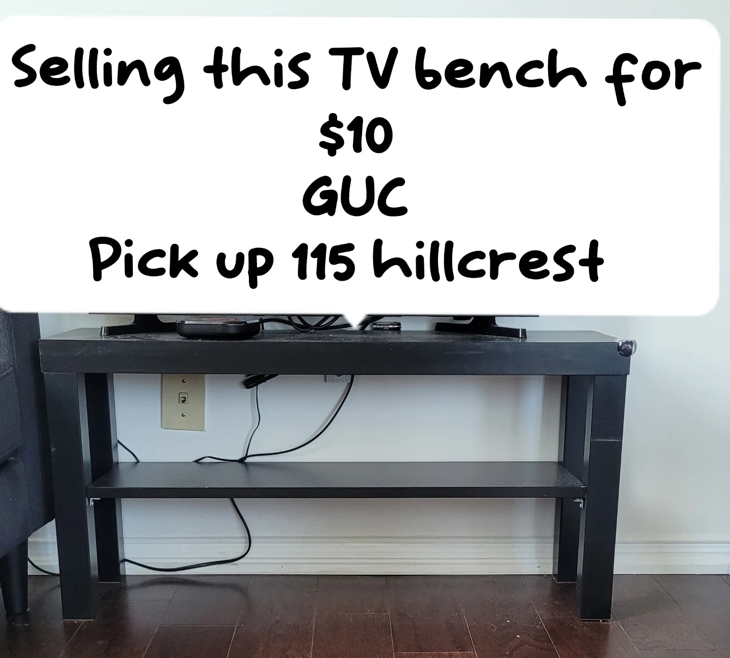 Black TV Bench with Shelf