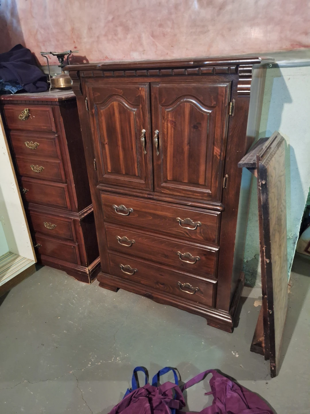Dark Wood Armoire Dresser with Drawers