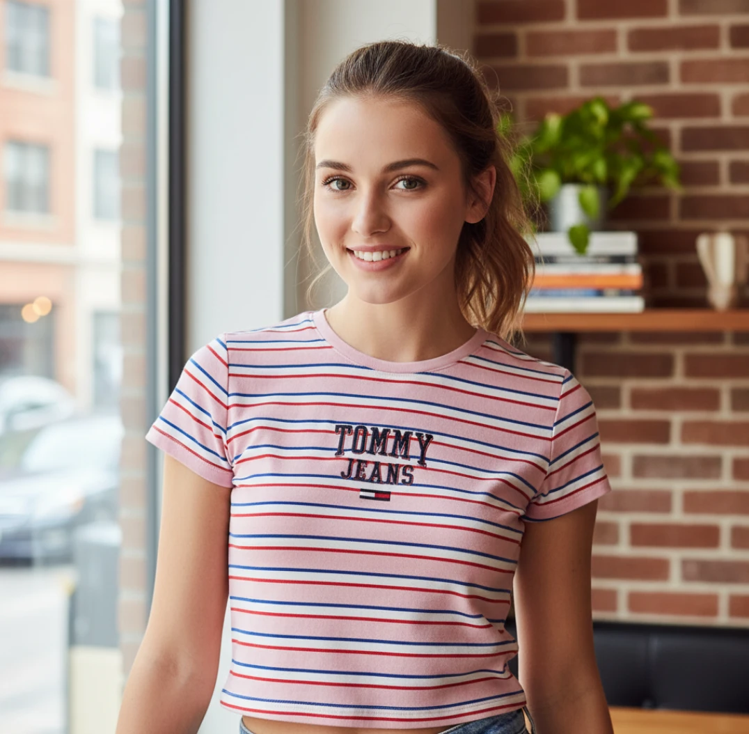 Tommy Jeans Cropped Striped T-Shirt