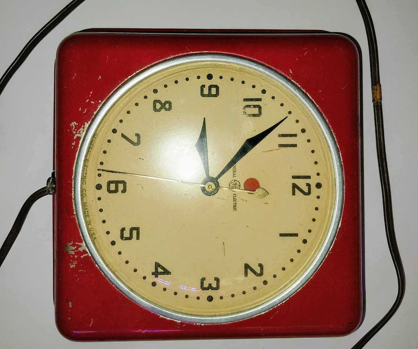 General Electric Red Electric Wall Clock