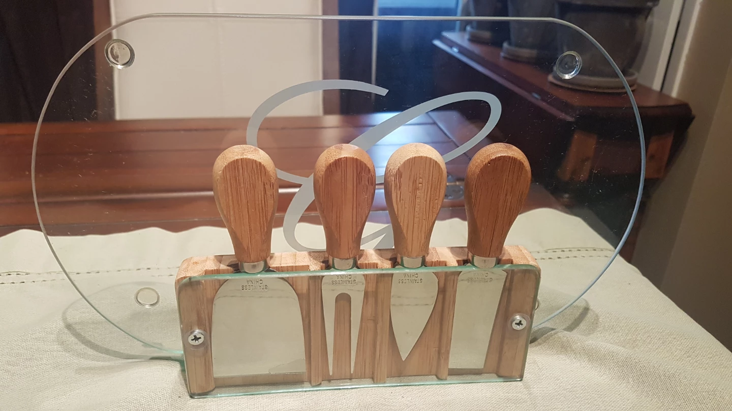 Cheese Knife Set with Glass Board