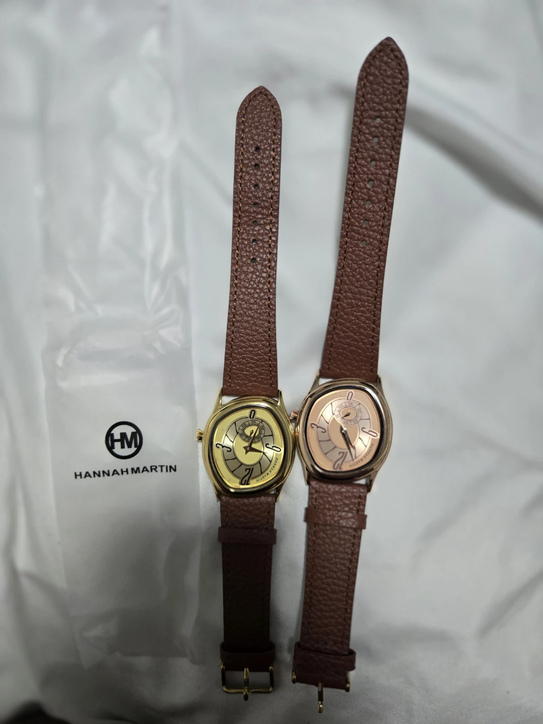 Hannah Martin Gold Tone Watch with Brown Leather Strap - photo 3