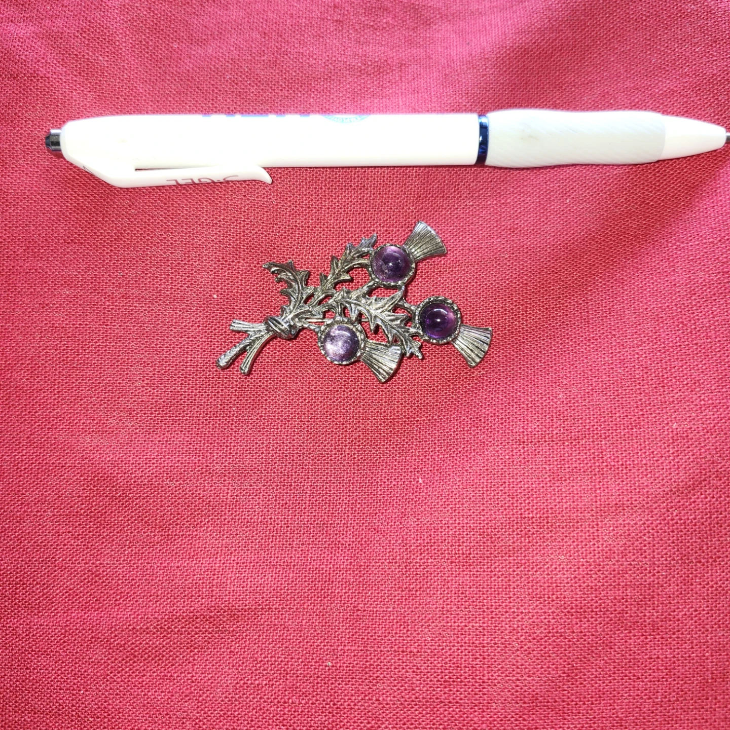 Silver Thistle Brooch with Purple Stones - photo 4