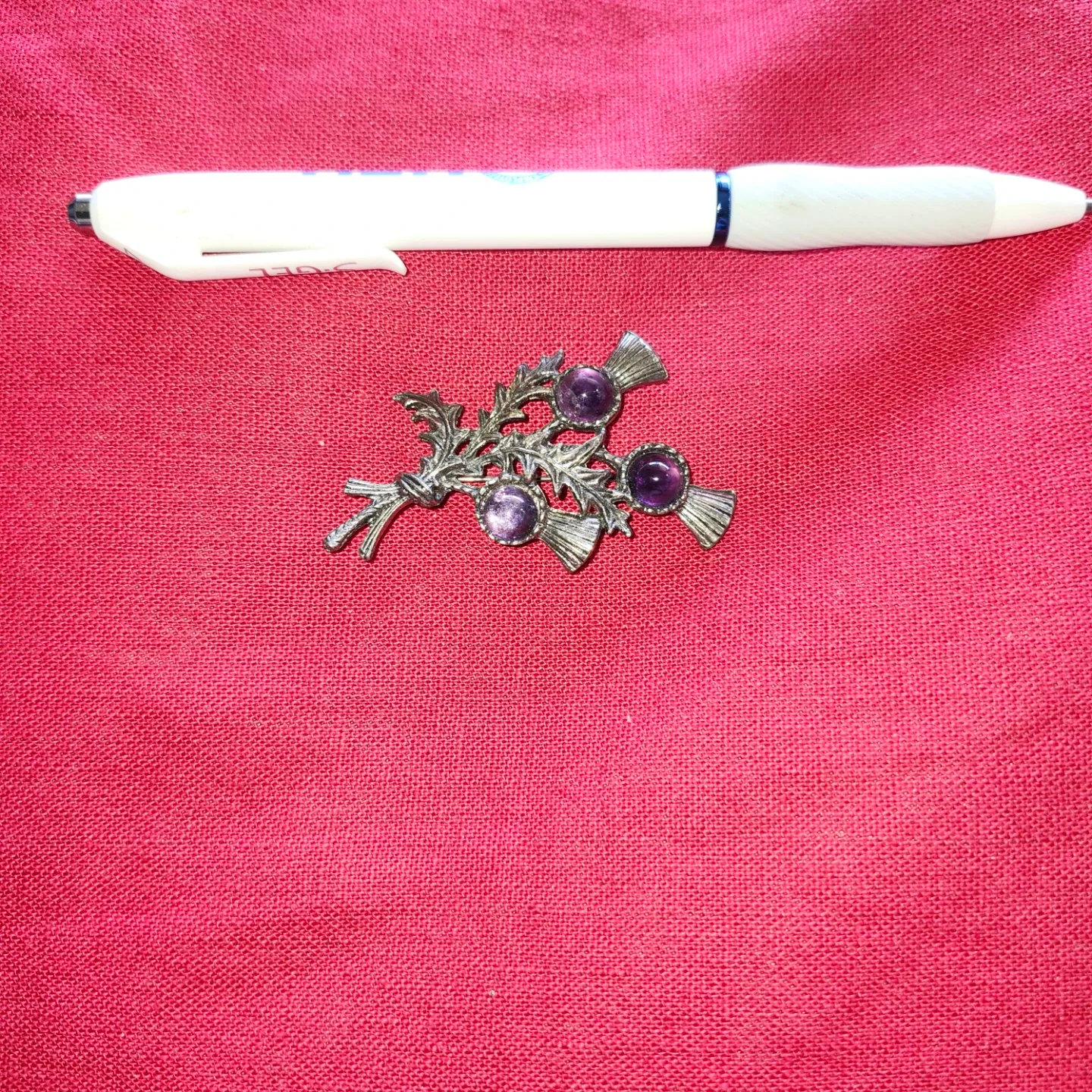 Silver Thistle Brooch with Purple Stones - photo 4