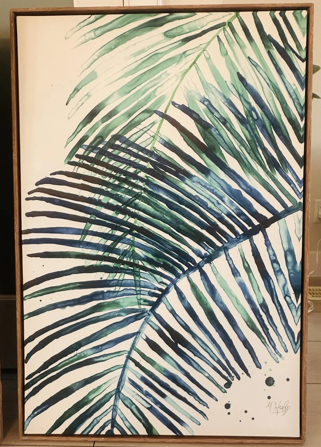 2 Tropical Leaf Watercolor Painting Framed