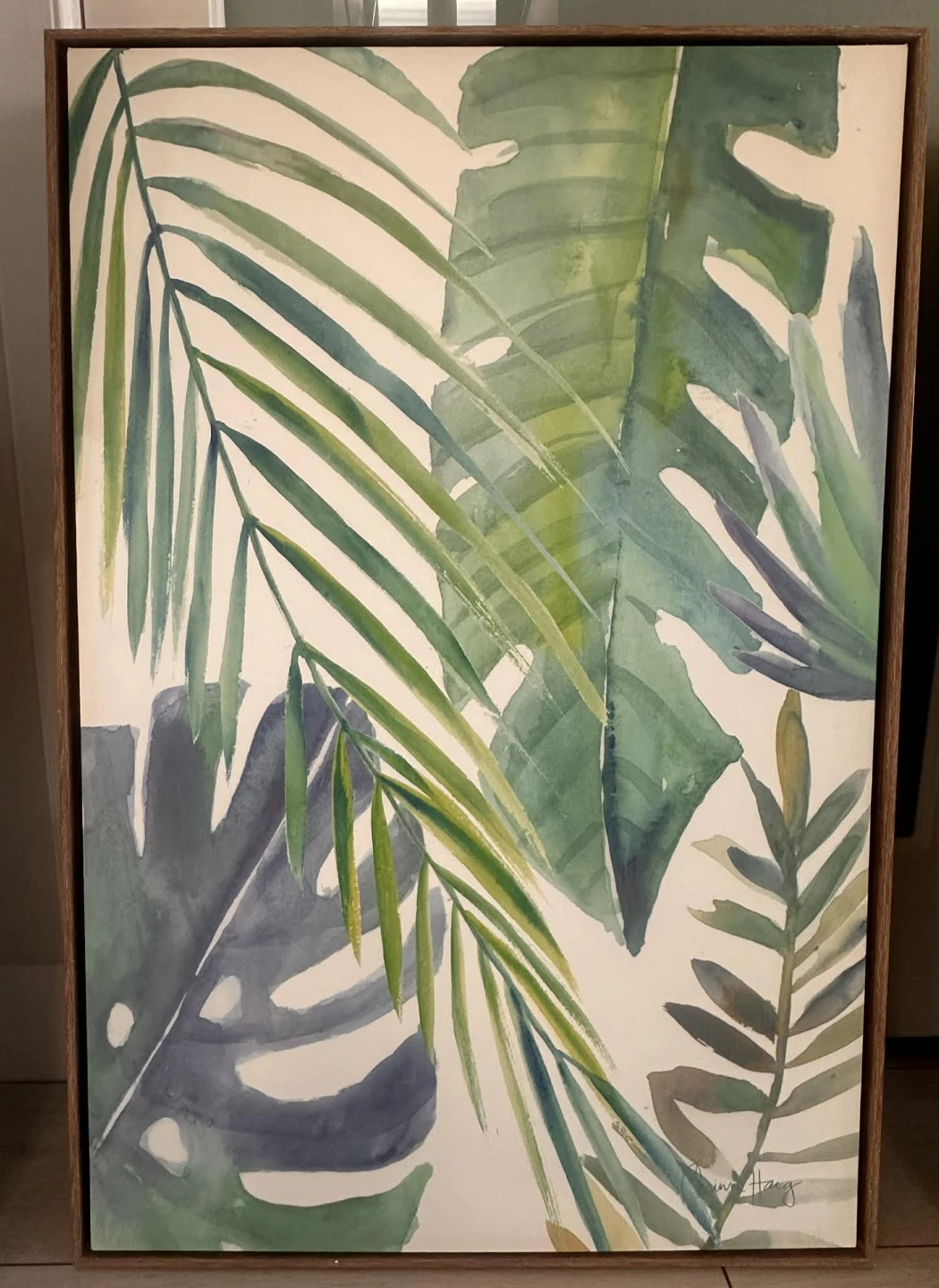 2 Tropical Leaf Watercolor Painting Framed - photo 2