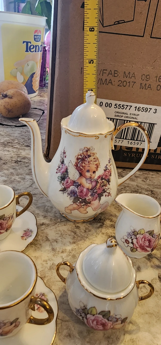 Angel and Floral Design Tea Set - photo 3