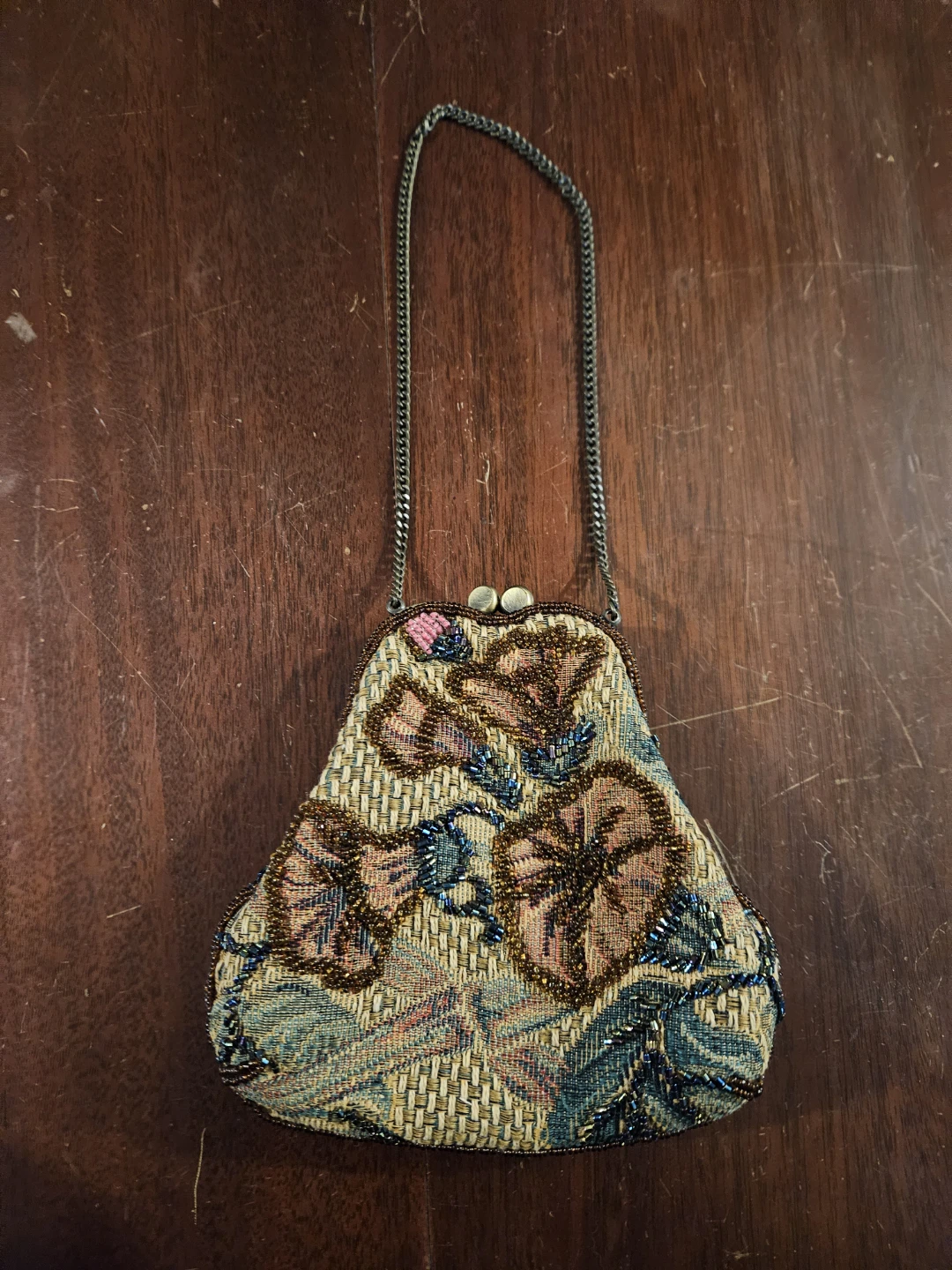 Beaded Coin Purse/Clutch with Chain Strap