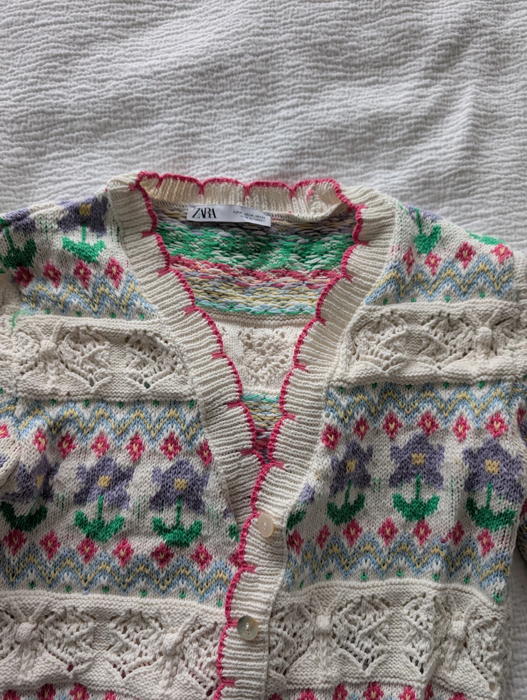 ZARA Floral Knit Cardigan Sweater - Size M - photo 3