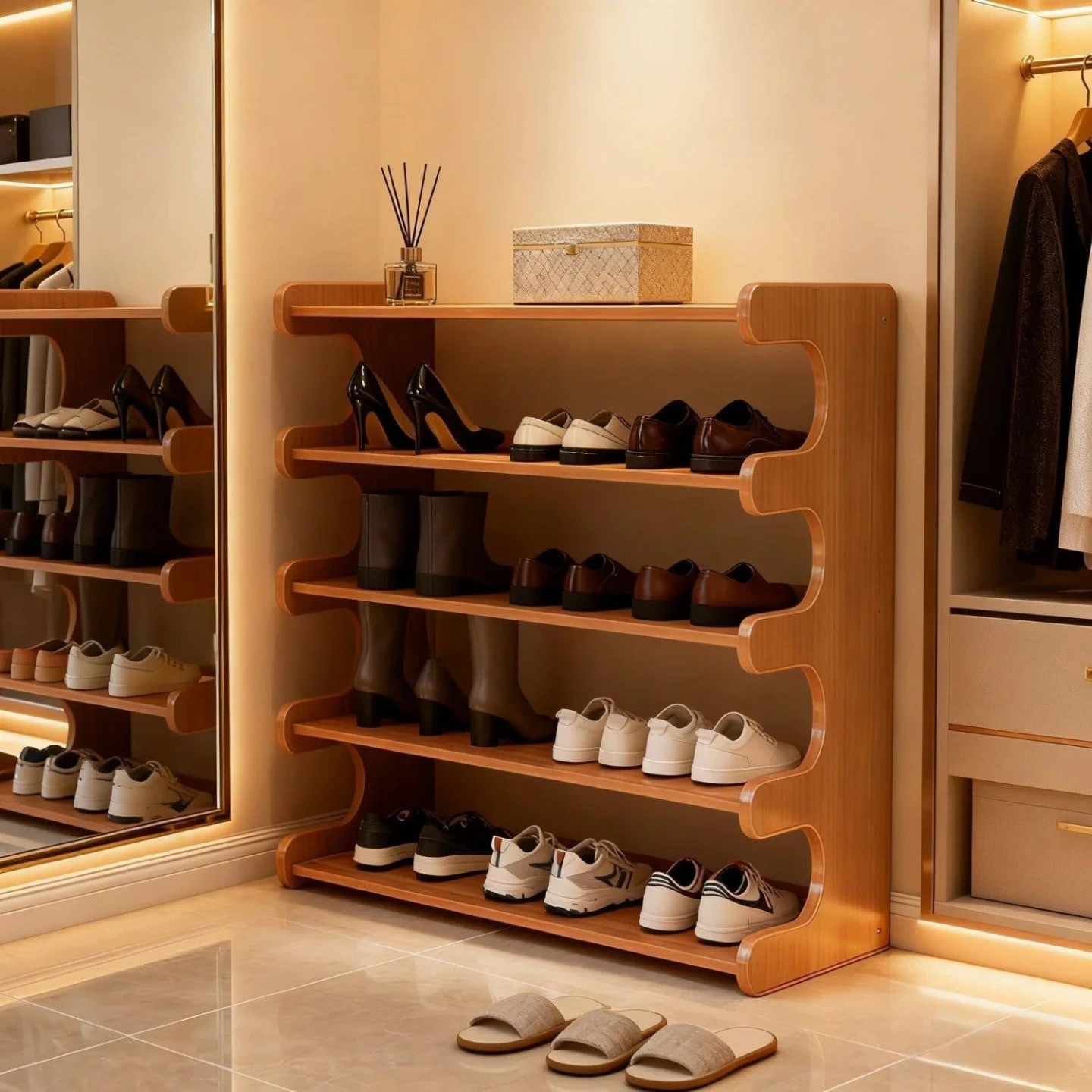 5-Tier Bamboo Shoe Rack - 70cm Long - photo 3