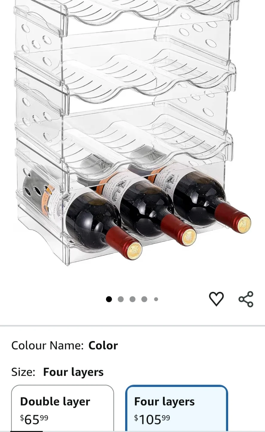 Clear Plastic Stackable Wine/water bottle Rack - Four Layers