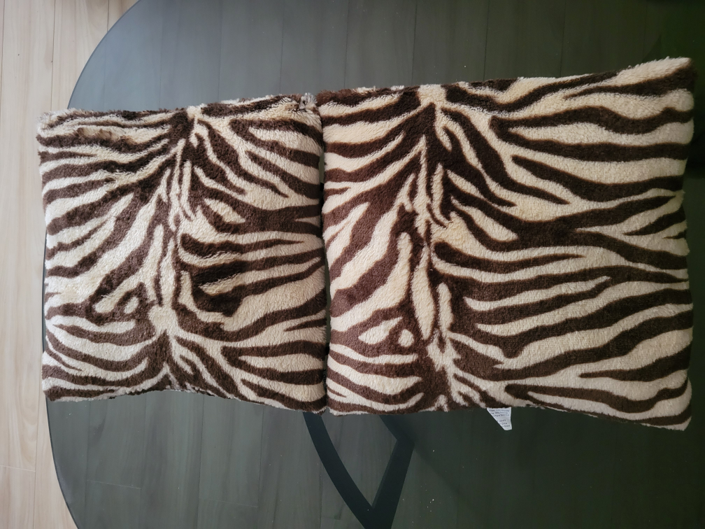 Zebra Print Faux Fur Throw Pillow Covers (Set of 2)