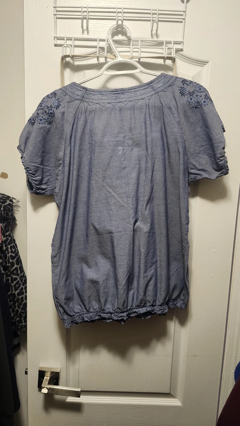 Reitmans Blue Embroidered Tunic Top Size L - photo 3